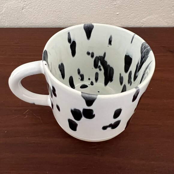 STUDIO ARHOJ Denmark Chug Mug Spot Black White Polka Dot Drips Copenhagen Design - Picture 8 of 15